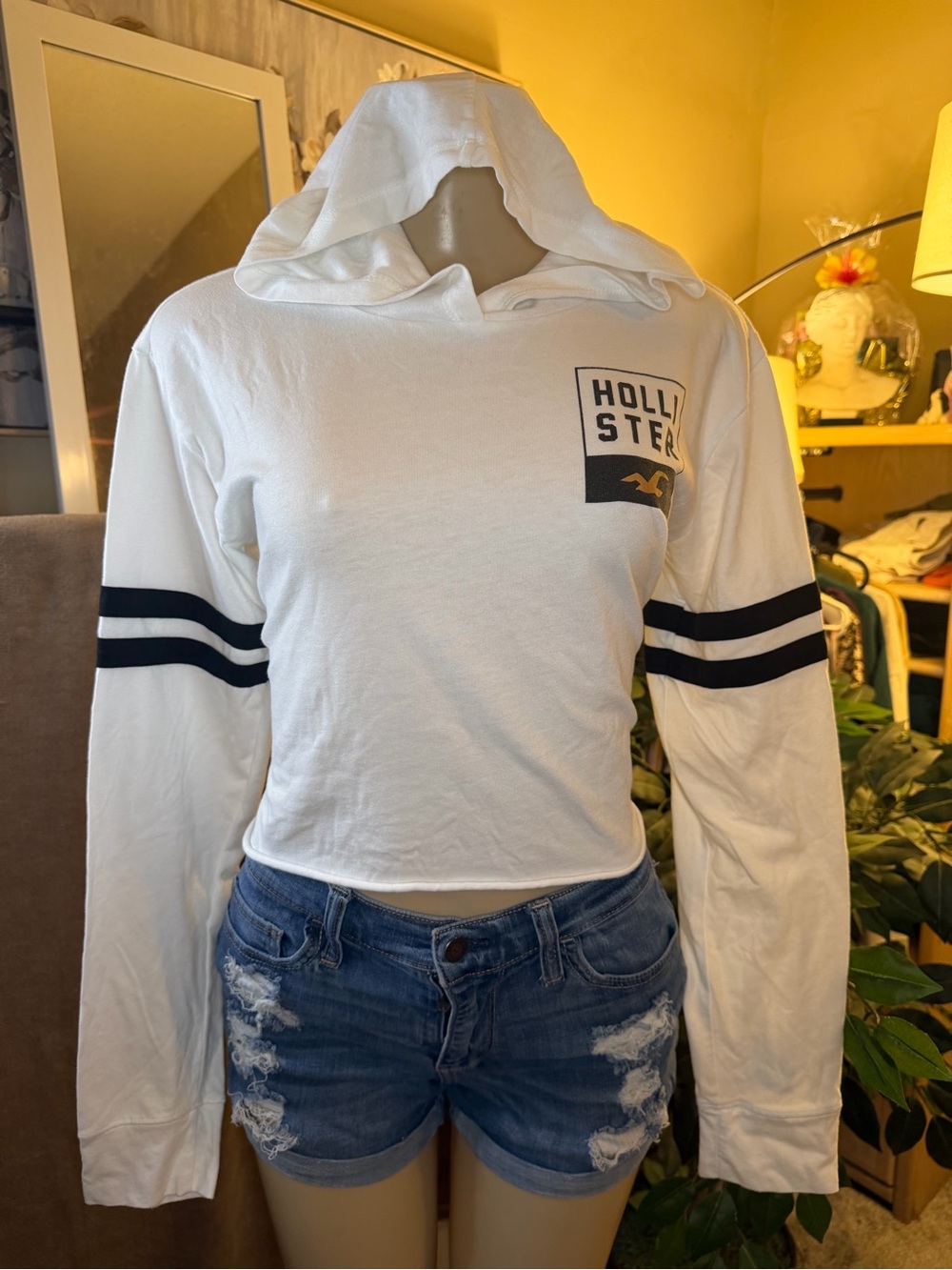 Hollister Hollister White Cropped Hoodie Size S White Cropped Hoodie Size S